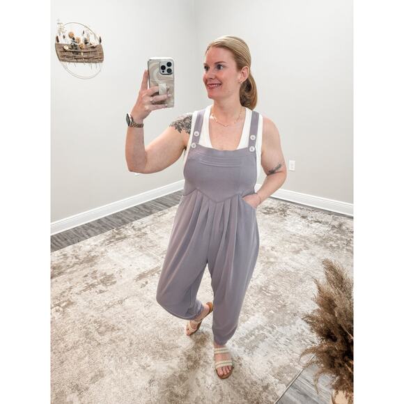 Halara Grey Waffle Casual Comfy Travel Everyday Jogger Overalls Size XS - Picture 1 of 8